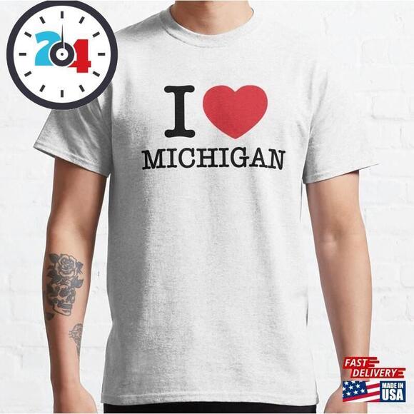 Tops - I Love Michigan Heart Classic T-Shirt
